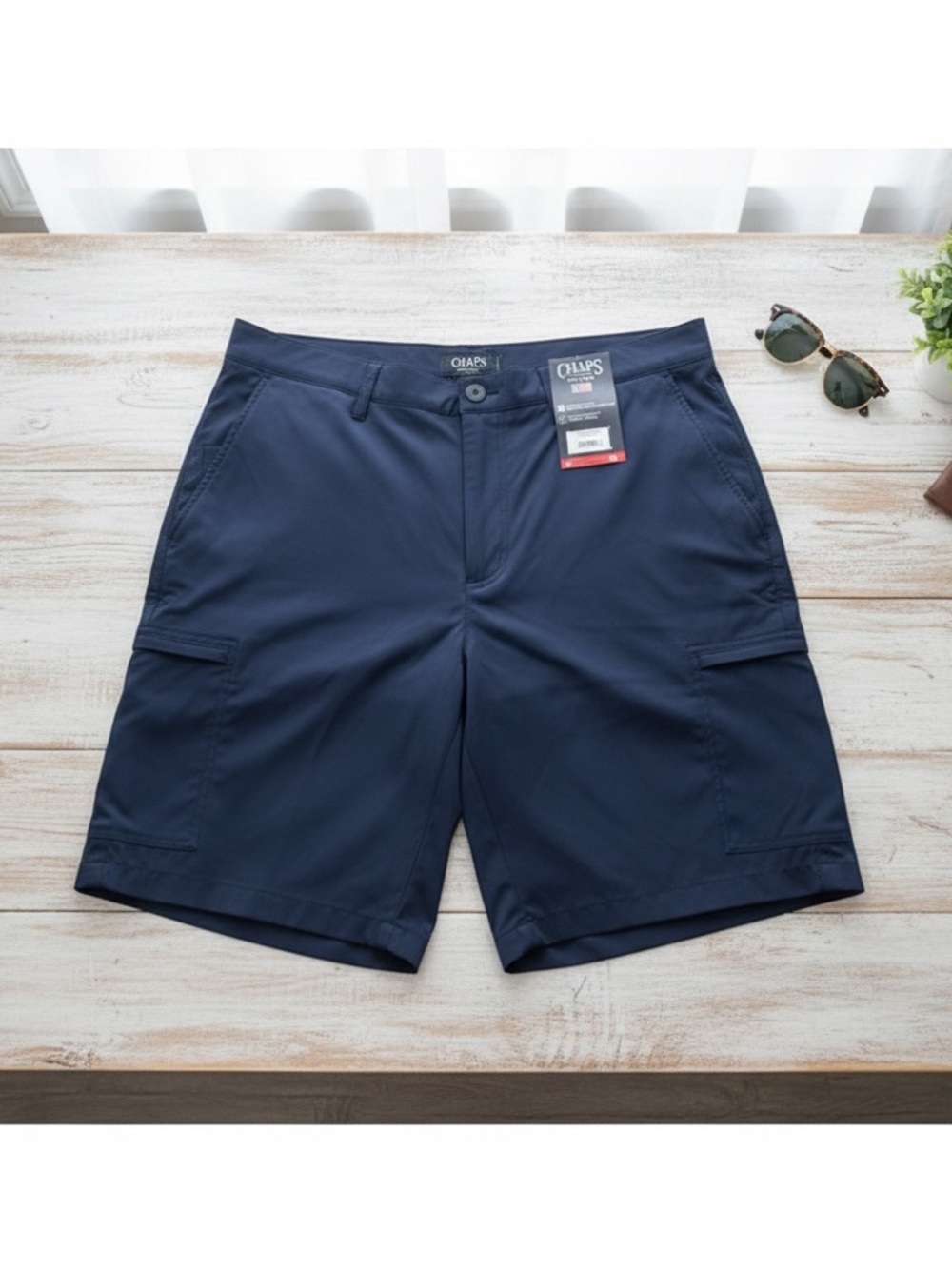 Chaps Mens Navy Cargo Golf Shorts Size 36 Comfort Stretch NWT